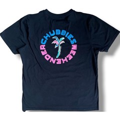 Chubbies Weekender Graphic T-Shirt Mens Large Black Neon Palm Tree Short Sleeve