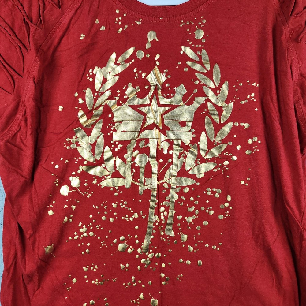 Vintage Switch Remarkable Shirt Mens 2XL Red Gold Foil Laurel Graphic Star Crown