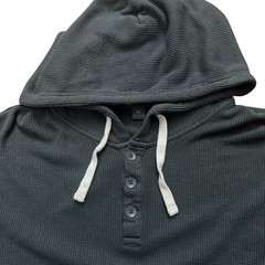 Free Fly Thermal Henley Hoodie Mens XL Pullover Drawstring Bamboo Stretch Green