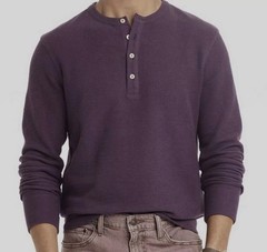 Men’s Ribbed Thermal Henley Long Sleeve Shirt Goodfellow & Co Gray Choose Size