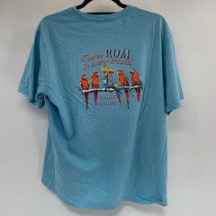 Tommy Bahama T-Shirt Mens Large Blue Rum Parrots Tropical Beach Vacation Party