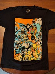 Batman Retro Character Collage Large Black Graphic Print Tshirt