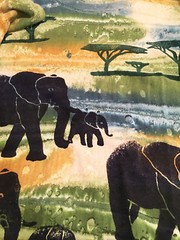 ELEPHANT SHIRT ALL OVER PRINT HAND DYED DEEP SEA MENS XL LONG AOP AFRICA ART !!!