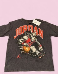 Jordan Jumpman Graphic Print Logo Kids Crew Neck Short Sleeve T-Shirt Gray L