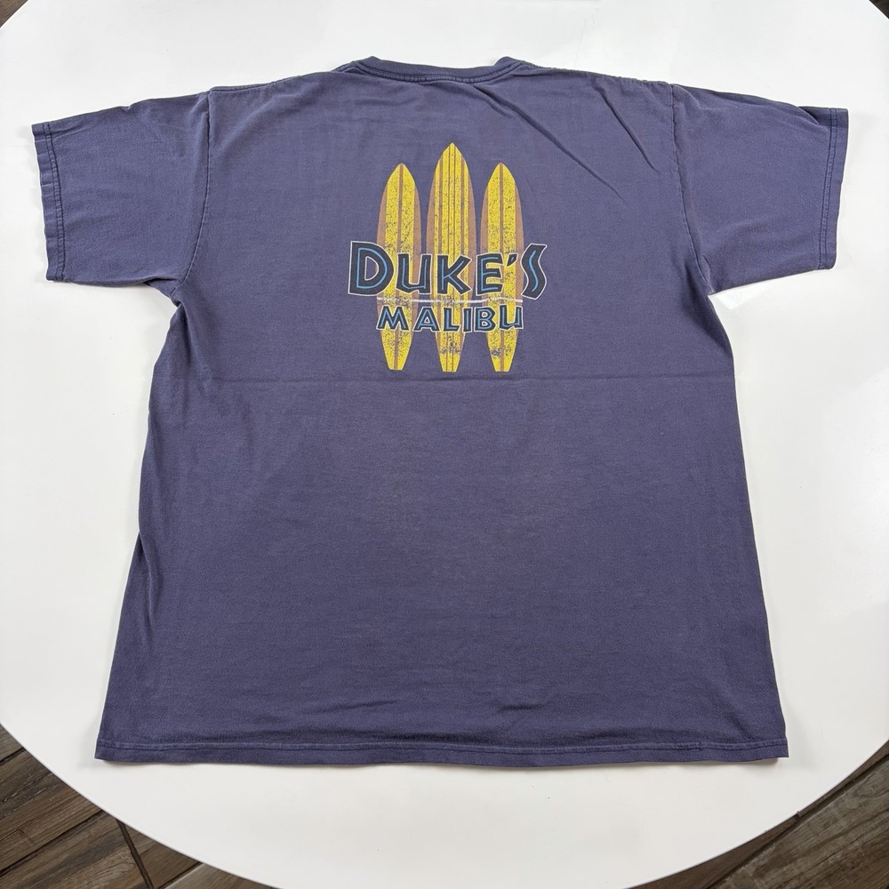 Vintage Dukes Malibu T Shirt Mens Blue XL Cotton Surfboard Longboard Y2K VTG