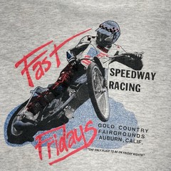 Vtg Fast Fridays Speedway Motorcycle Racing T-Shirt Mens XL Gray Made In USA