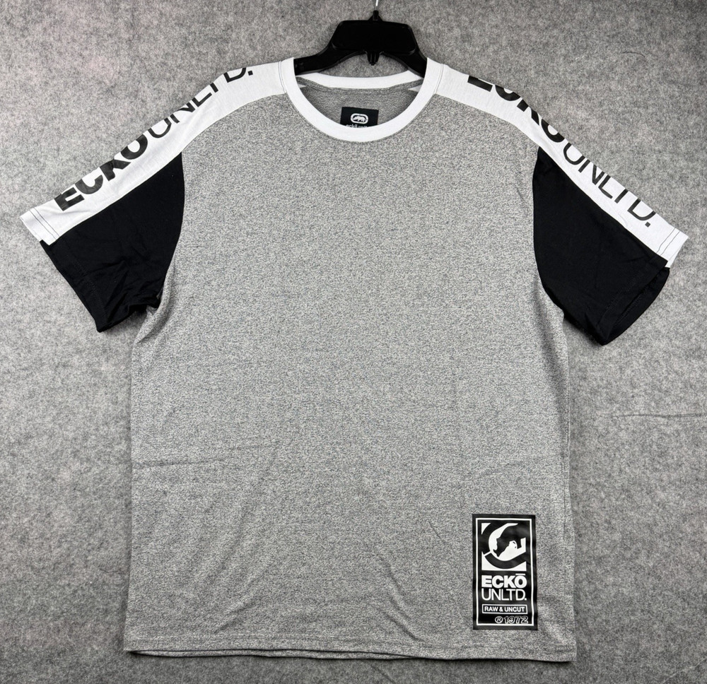 Ecko Unltd Shirt Mens XL Gray Marled Short Sleeve Logo Streetwear New With Tags