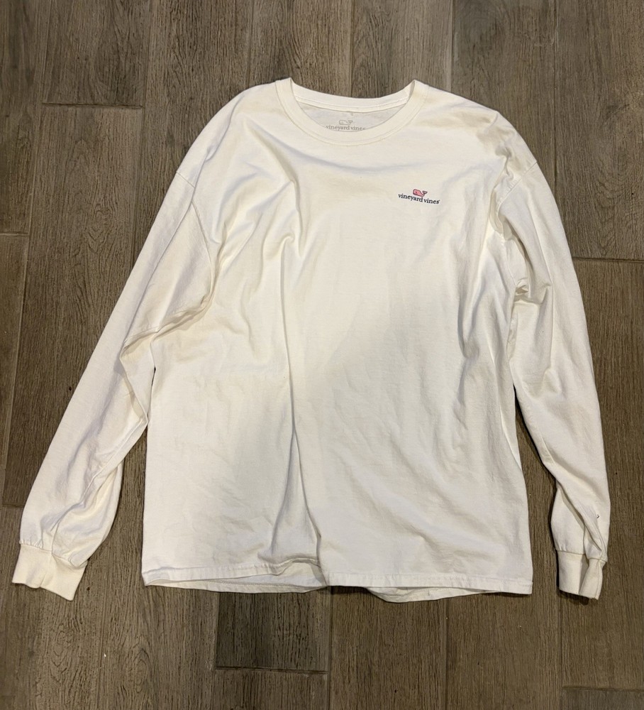 Vineyard Vines Long Sleeve Pocket T-Shirt XL White Whale Logo Graphic Tee Men’s