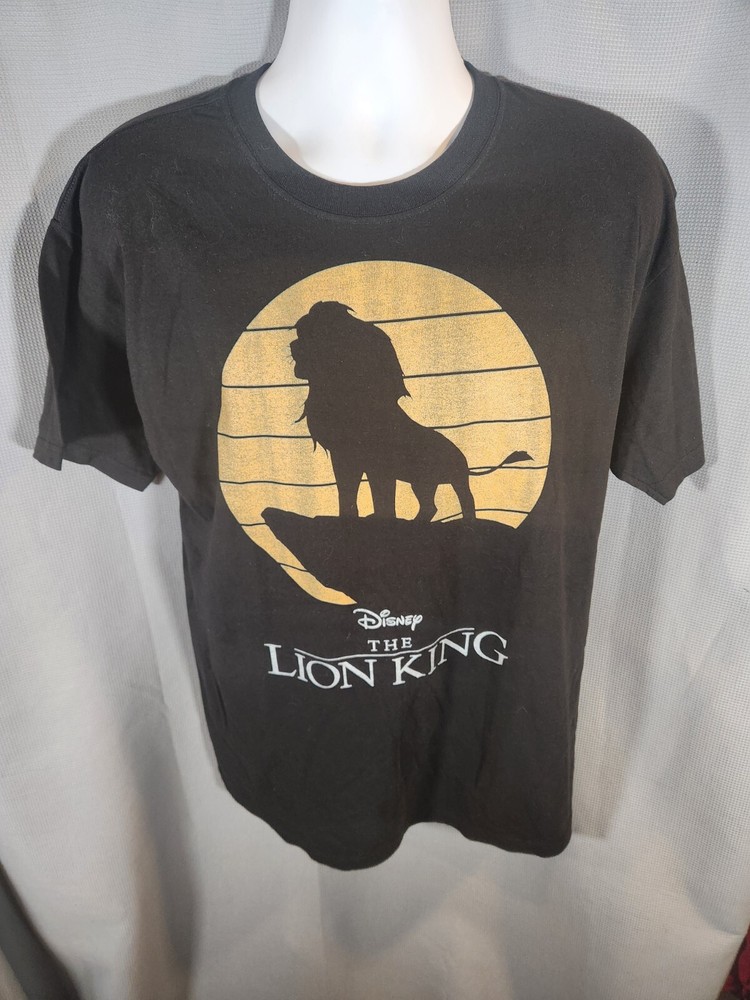 Disney Lion King Pride Rock Tee T Shirt Sz L Black S/S Simba Silhouette
