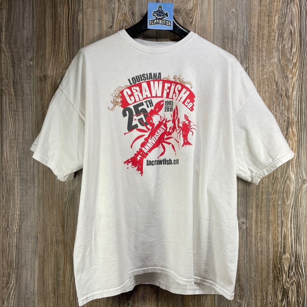 Louisiana Crawfish Company 25th Anniversary Men’s Graphic T-Shirt White Size 3XL