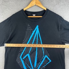 Y2K Volcom Stone Mens L Graphic T-Shirt Black Blue Logo Skate Surf Cotton Tee