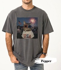 Patriotic Cat Shirt Funny 4th of July Graphic Tee USA Cat Lover Gift