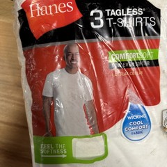 Hanes Men’s 3 Pack Tagless Comfort Soft Crew Neck Undershirt, White, L/G