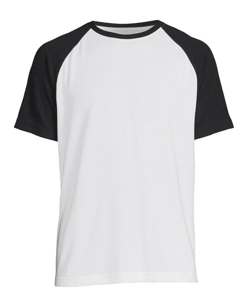 NWT George Mens M White/Black Raglan Short Sleeve T- Shirt Soft Moisture Wicking