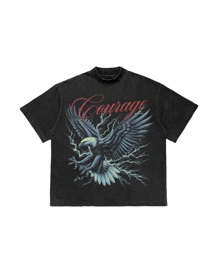 Courage Eagle Graphic T Shirt Lightning Bird Vintage Streetwear Tee Unisex