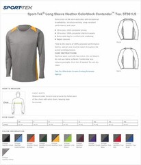 Sport-Tek Mens Long Sleeve Heather Colorblock Contender T-Shrit ST361LS