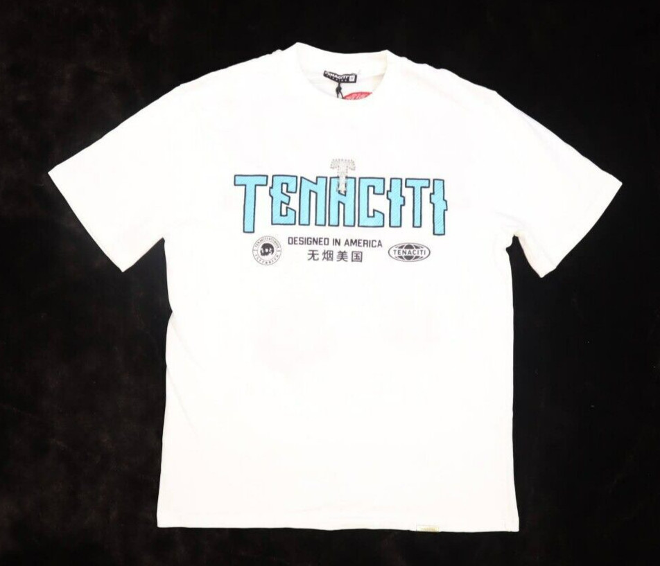 Tenaciti Studio RR Rock & Roll Tee Short Sleeve Graphic T-Shirt White Mens M