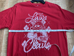 Holiday Time Men’s Red Ain’t No Laws Hangin With Claus Christmas Tee Shirt Large