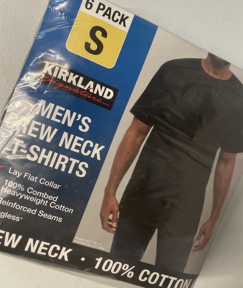 6 PACK Kirkland Signature Men’s Crew Neck SMALL T-Shirt BLACK Tee Heavyweight