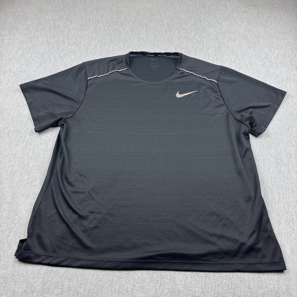 Nike T-Shirt Mens 2XL XXL Black Dri-Fit Miler Running Training Athletic Workout
