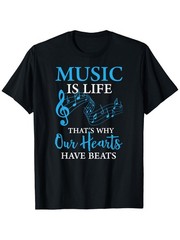 Music Is Life, That’s Why Our Hearts Have Beats” Men’s Vintage Graphic T-Sh