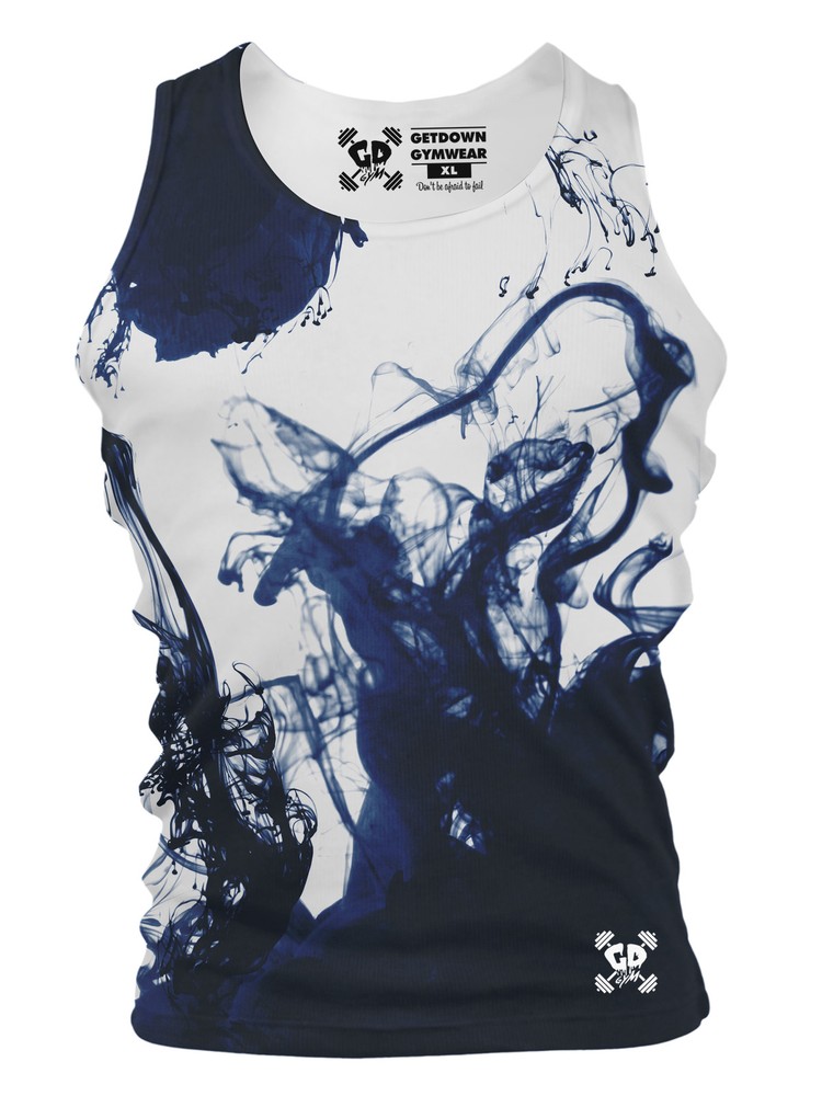 Navy Smoke Tank Gym Vest Men Workout Clothing Bodybuilding Muscle Top Training
