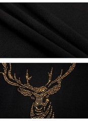 New Fashion Deer Rhinestones Summer Short Sleeve Luxury Men Streetwear T-Shirt