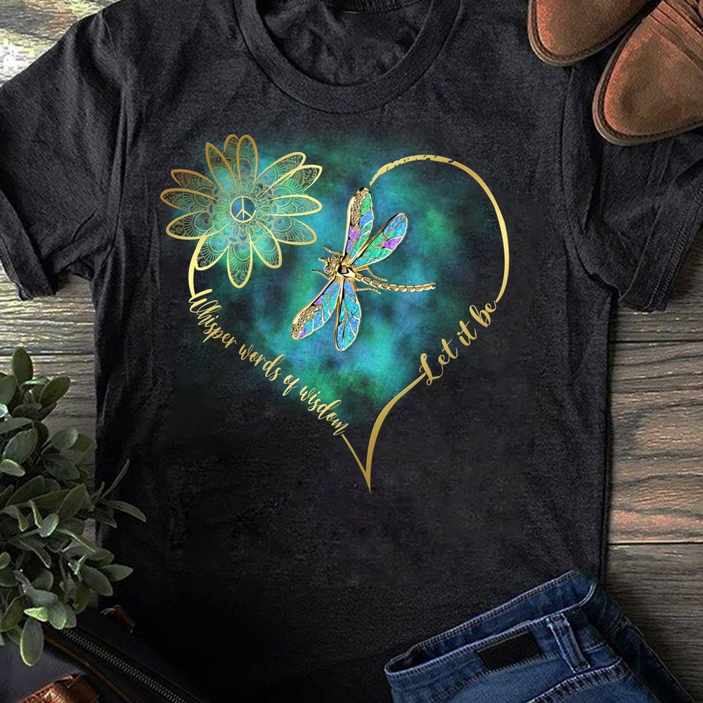 Whisper words of wisdom let peace signal let it be T Shirt Hippie Shirt Hippie S