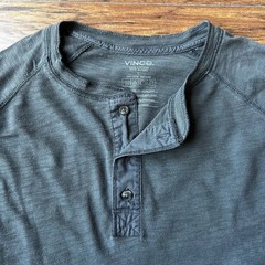 Vince Men’s Gray Long Sleeve Raglan T-Shirt L Large Crew Neck Minimalist Luxe