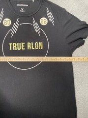 True Religion Men’s Mixed Media Gold Foil Graphic Tee T-Shirt in Black Size XL