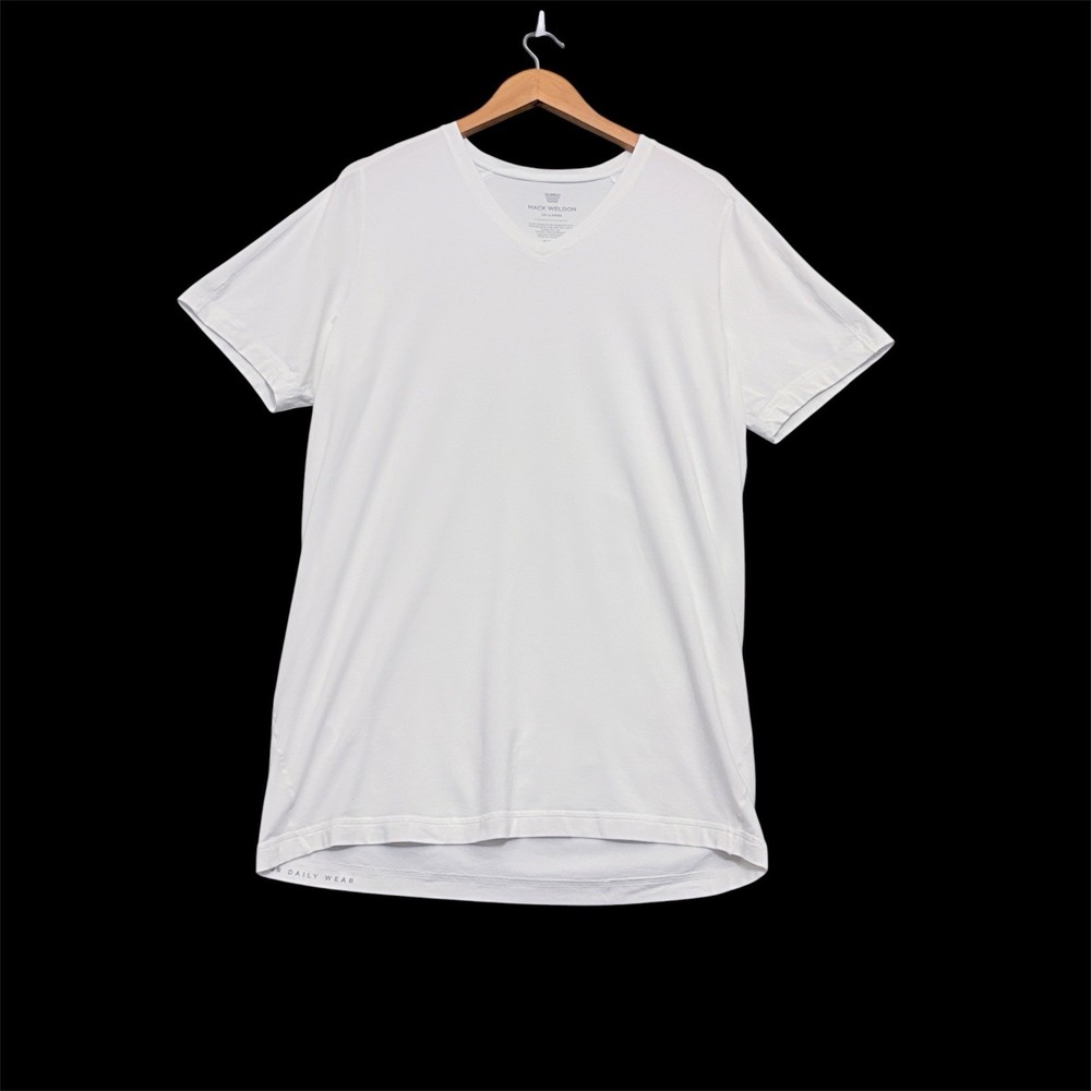 Mack Weldon Shirt Mens 2XL White Tagless Cotton Modal Crew Neck Short Sleeve