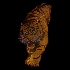 Fashion Trend Tiger Hot Diamonds Rhinestones Black Summer Luxury Men T-Shirt