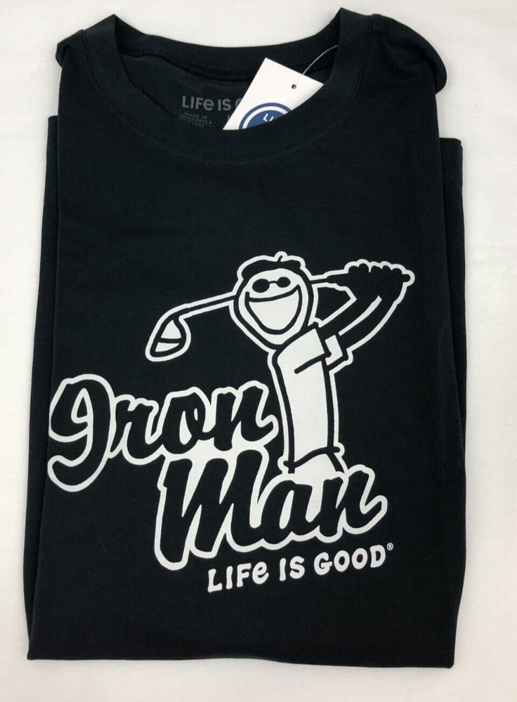 Men’s Life is Good T Shirt Large Golf Iron Man