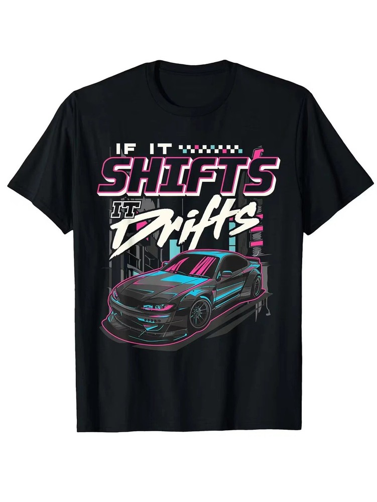 Men’S JDM Racing Drift Car Graphic T-Shirt – Neon Japanese Street Art S-5XL