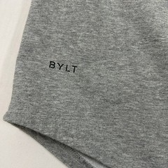 BYLT Shirt Mens XL Gray Drop Cut LUX Short Sleeve Athletic Fit Curved Hem Tee