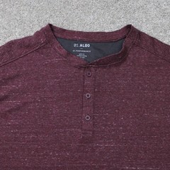 01.Algo Shirt Men 2XL XXL Red Performance Henley anti-odor Quick Dry Long Sleeve