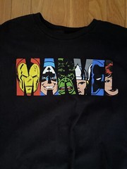 Marvel Logo C-Life Group Black T-Shirt Avengers Super Hero Men L Large Heroes