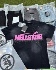 Hellstar Men’s Black/Pink Logo Graphic Tee Crewneck Short Sleeve Size XL