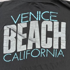 Vintage 70s Venice Beach California Shirt Mens L Black Graphic Tee Surf