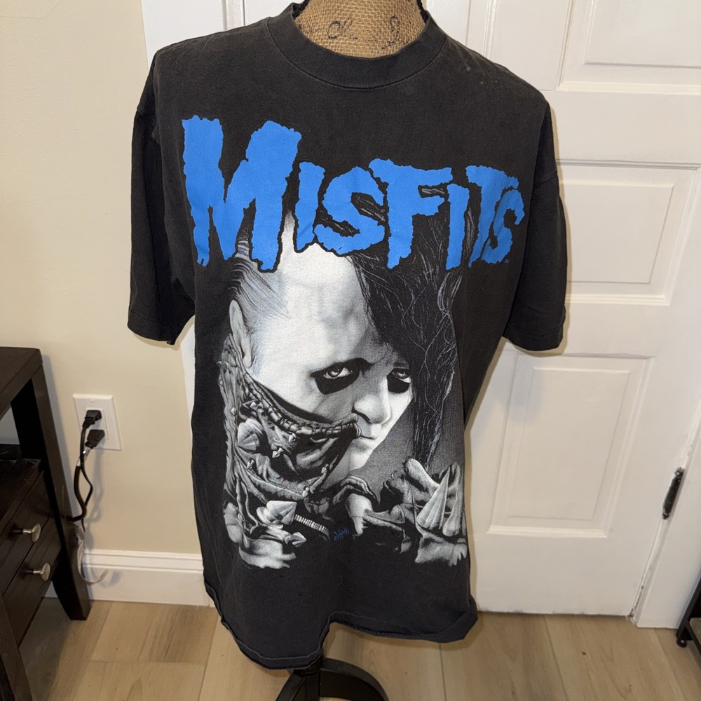 Vintage 1995 Misfits Shirt XL Jerry Only Face Print Dual Sided Wild Oats