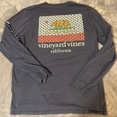 Vineyard Vines California Republic Whale Flag Pocket L/S Shirt Blue Mens Medium