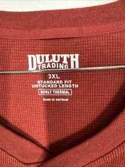 Duluth Trading Co Burly Thermal Shirt Standard Fit Untucked Length Mens 3XL Rust