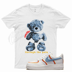 White SMILE T Shirt for N Air Force 1 Low Sail Light Armory Blue Chili Red