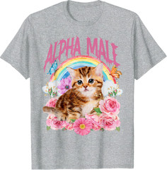 Alpha Male Funny Cat Kitten Rainbow Floral Unisex T-Shirt