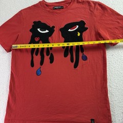 Roku Studio T-Shirt Men Size M Embroidered Tear Drop Eyes Deep Red