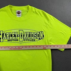 Harley Davidson T Shirt Men M Neon Yellow Cascade Pinup Bend Oregon Bikercore
