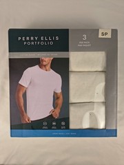Perry Ellis Portfolio 3 Pack Crew Neck Tee White Cotton Blend Undershirt S M L