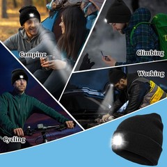 Fathers Day Dad Gifts for Men: USB Rechargeable Unisex Beanie Knit Cap with L…