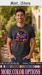 Halloween Raccoon Shirt, Cute Witch Hat Pumpkin Spooky Tee
