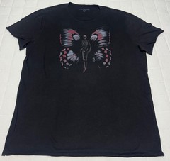 John Varvatos Black T-Shirt Black Skull Butterfly 100% Cotton Tee Size XXL NWOT